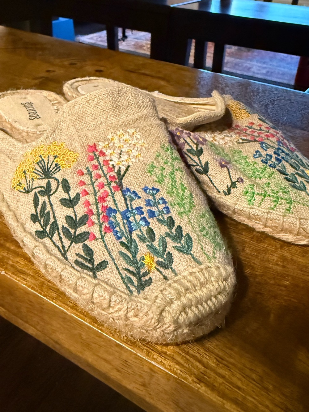 Soludos - Embroidered Floral Slip-On Espadrille Mules - Natural
